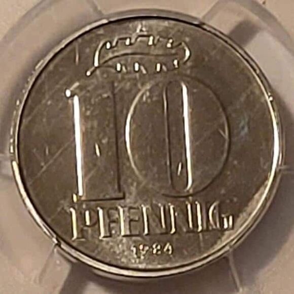 East Germany 1984 A 10 Pfennig MS64 PCGS Key Date Low Mintage - Picture 4 of 4
